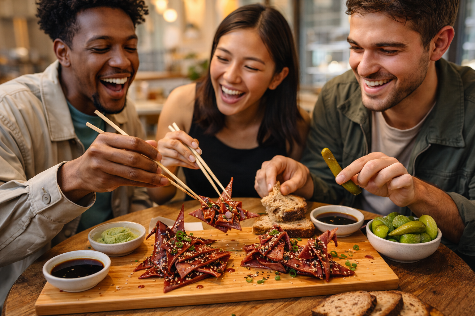 Pastrami Origami — teriyaki glazed pastrami served Japanese style